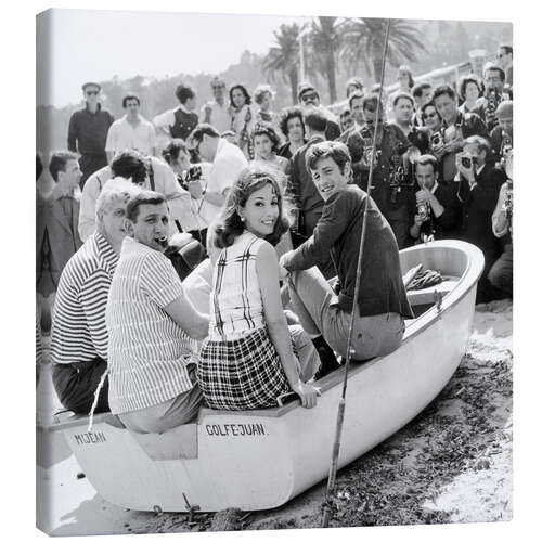 Canvas print Lino Ventura, Jean Paul Belmondo and Andrea Parisy, Cannes Film Festival, 1964