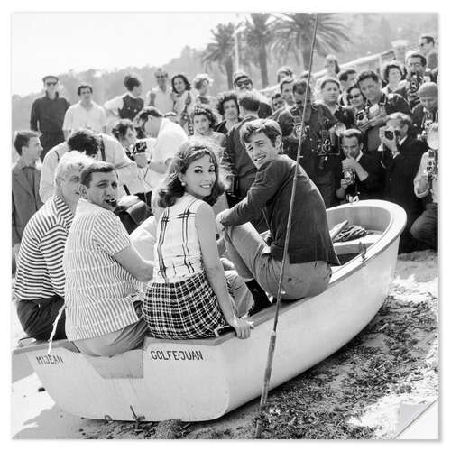 Wall sticker Lino Ventura, Jean Paul Belmondo and Andrea Parisy, Cannes Film Festival, 1964