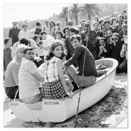 Wandsticker Lino Ventura, Jean Paul Belmondo and Andrea Parisy, Cannes Film Festival, 1964