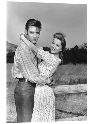 Tableau en verre acrylique Elvis Presley et Debra Paget dans Love Me Tender, Los Angeles