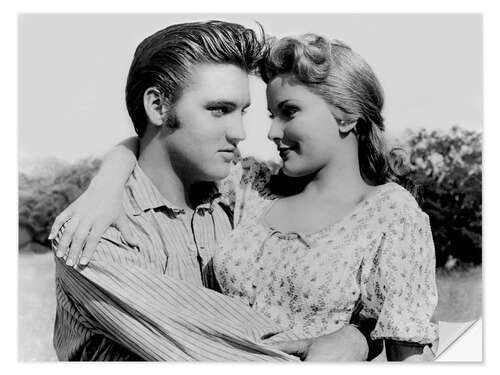 Självhäftande poster Elvis Presley and Debra Paget in "Love Me Tender".