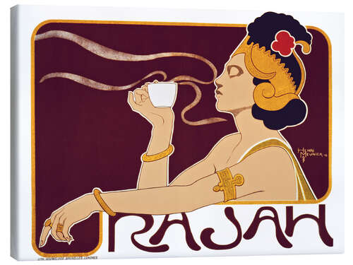 Stampa su tela Advertising poster for Rajah Coffee with a Javanese woman, 1897