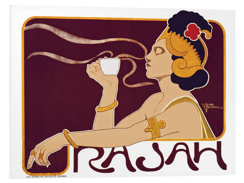 Hartschaumbild Werbeplakat für Rajah Kaffee mit einer javanischen Frau, 1897