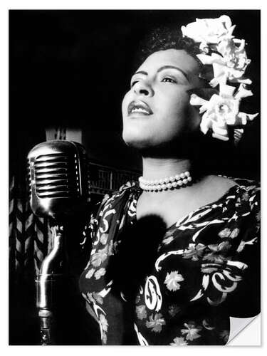 Selvklebende plakat Jazz and blues singer Billie Holiday in the 1940s