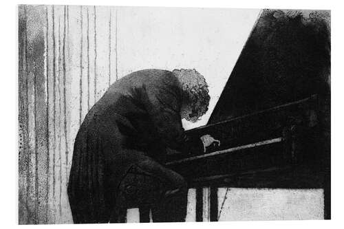 PVC print John Ogdon at the piano, Exeter University, 1979