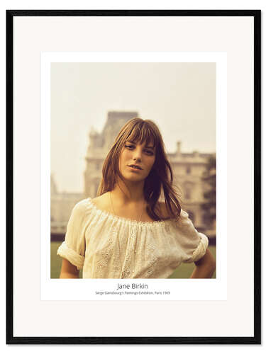 Framed art print Jane Birkin, Serge Gainsbourg's Paintings Exhibition, Paris 1969