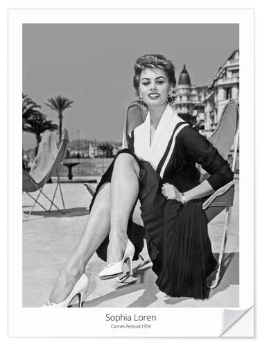 Selvklebende plakat Sophia Loren, Cannes Festival, 1954