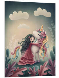 Foam board print Unicorn with little girl