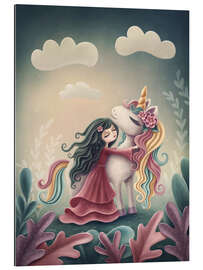 Gallery print Unicorn with little girl