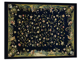 Galleritryk Table Carpet with the four Elements and a Strewn Floral Pattern, c. 1650