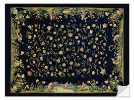 Självhäftande poster Table Carpet with the four Elements and a Strewn Floral Pattern, c. 1650