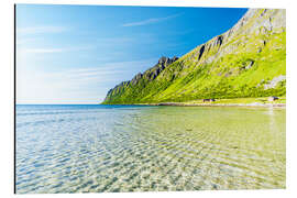 Aluminium print Rorbu at the foot of the Ersfjord mountains