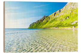 Wood print Rorbu at the foot of the Ersfjord mountains