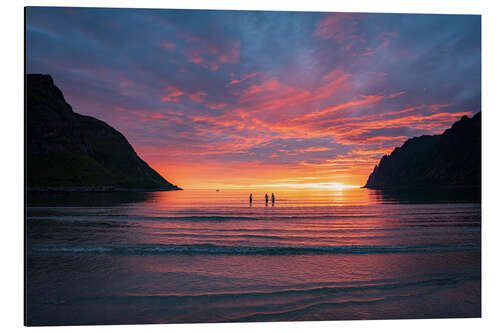 Stampa su alluminio Sky during the midnight sun, Ersfjord