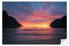 Vinilo para la pared Sky during the midnight sun, Ersfjord