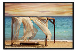 Gerahmter Kunstdruck Himmelbett am Strand
