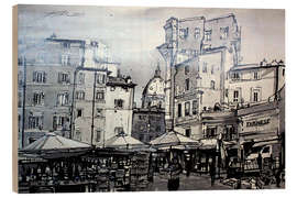 Holzbild Rom, Markt am Campo de&#039; Fiori