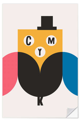 Självhäftande poster CMYK Owl