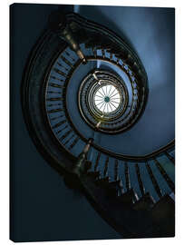 Lienzo Dark blue spiral staircase