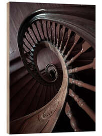 Wood print Brown wooden staircase