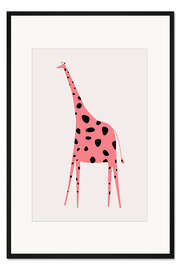 Gerahmter Kunstdruck Giraffe rosa
