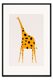 Gerahmter Kunstdruck Giraffe gelb