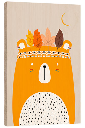 Tableau en bois Moon Bear Yellow