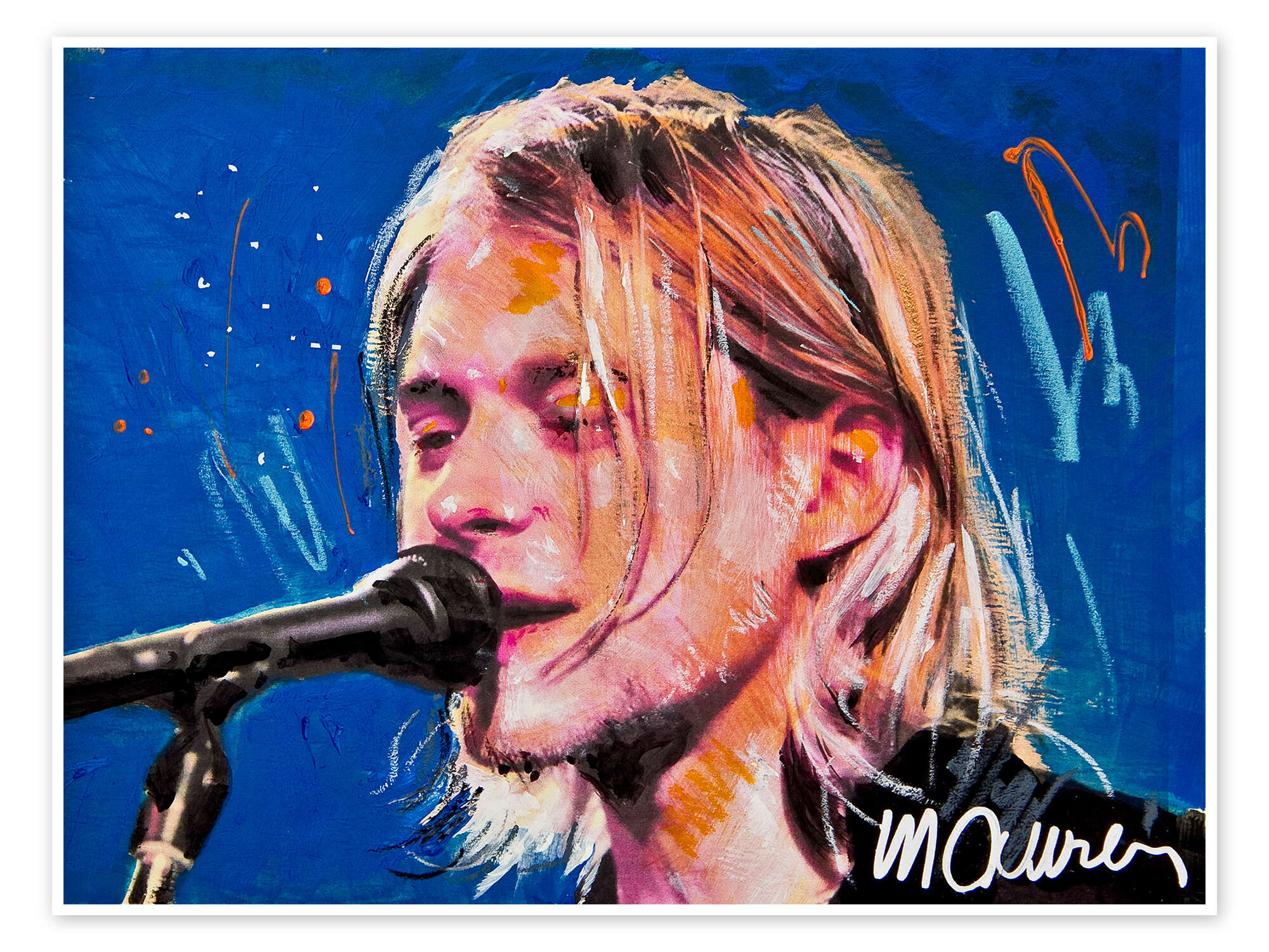 Poster Kurt Cobain - Poster Bianco e Nero