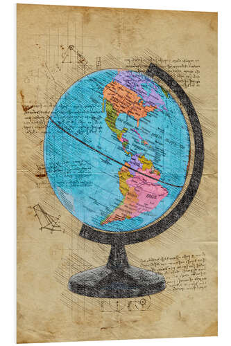 Foam board print World globe