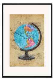 Gerahmter Kunstdruck Globus