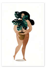 Tableau  Beautiful Body With Plant - KUBISTIKA