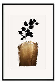 Gerahmter Kunstdruck Scabiosa gold