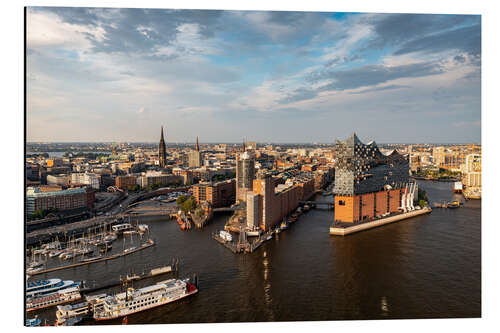 Tableau en aluminium Hamburg in the evening