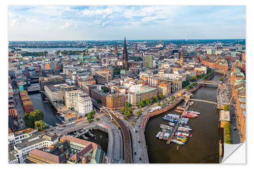 Wandsticker Hamburg am Abend