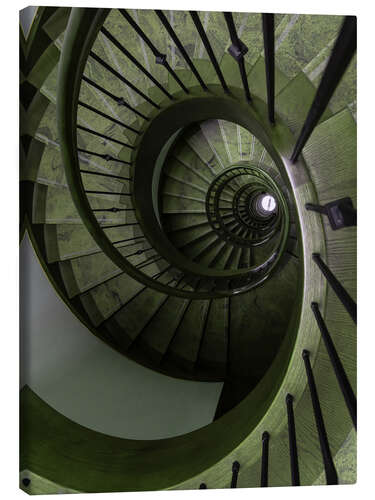 Canvastavla Green Spiral Staircase I