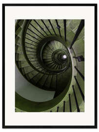 Impression artistique encadrée Green Spiral Staircase I