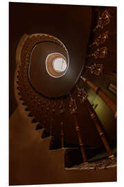 Foam board print Dark brown spiral staircase