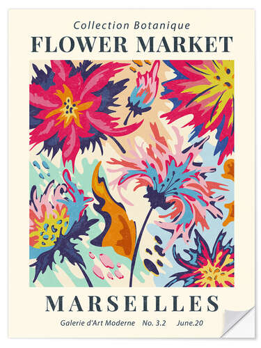 Selvklebende plakat Flower Market Marseilles