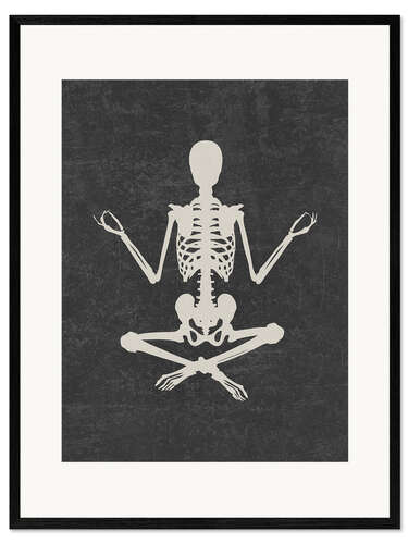 Gerahmter Kunstdruck Skelett in Yoga-Pose