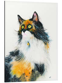 Tableau en aluminium Calico Cat with Golden Bell