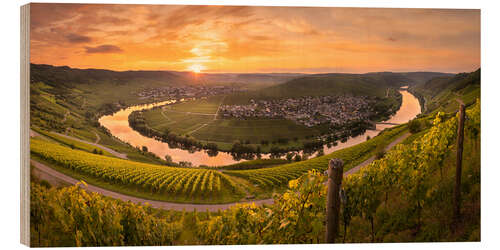 Hout print Circle of Light - Moselschleife bei Trittenheim