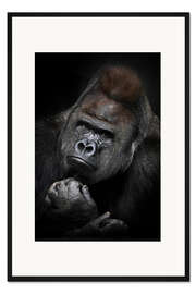 Gerahmter Kunstdruck Nachdenklicher Gorilla