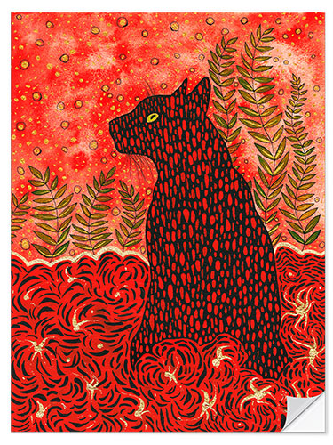 Autocolante decorativo Black Cat in the Garden