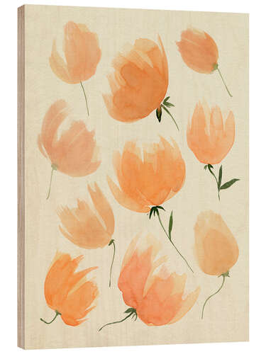 Wood print Fallen Flowers I.