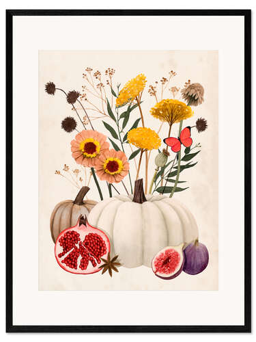 Inramat konsttryck Fall Botanicals I