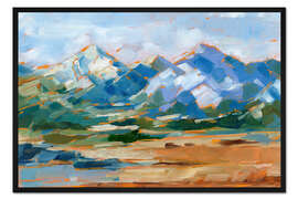 Gerahmter Kunstdruck Blaue Berggipfel II