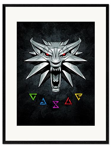 Ingelijste kunstdruk The Witcher Wolf