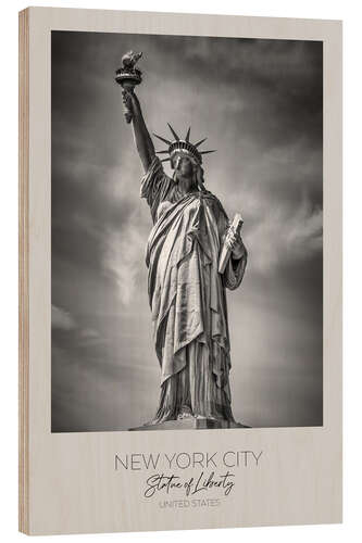 Wood print New York, Statue of Liberty