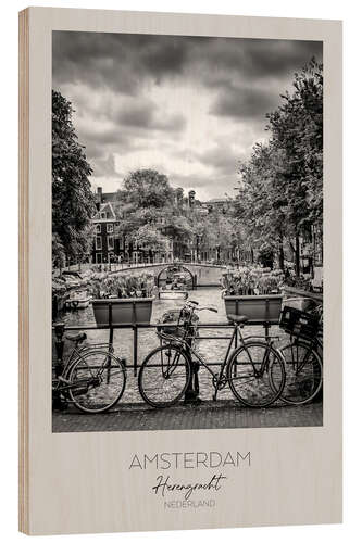 Hout print Amsterdam Herengracht