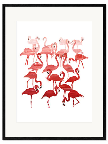 Impression artistique encadrée Flamingo Family